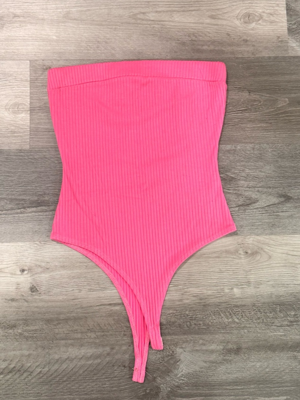 Better Be Neon Pink Ribbed Strapless Bodysuit